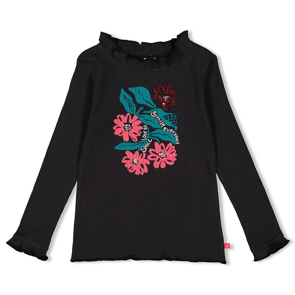 Meisjes Longsleeve - Girls Club van Jubel in de kleur Antraciet in maat 128.