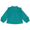 Meisjes Blouse ruches - Girls Club van Jubel in de kleur Teal in maat 128.