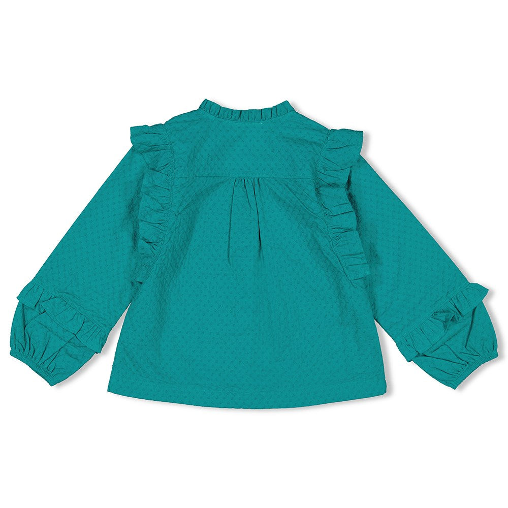 Meisjes Blouse ruches - Girls Club van Jubel in de kleur Teal in maat 128.