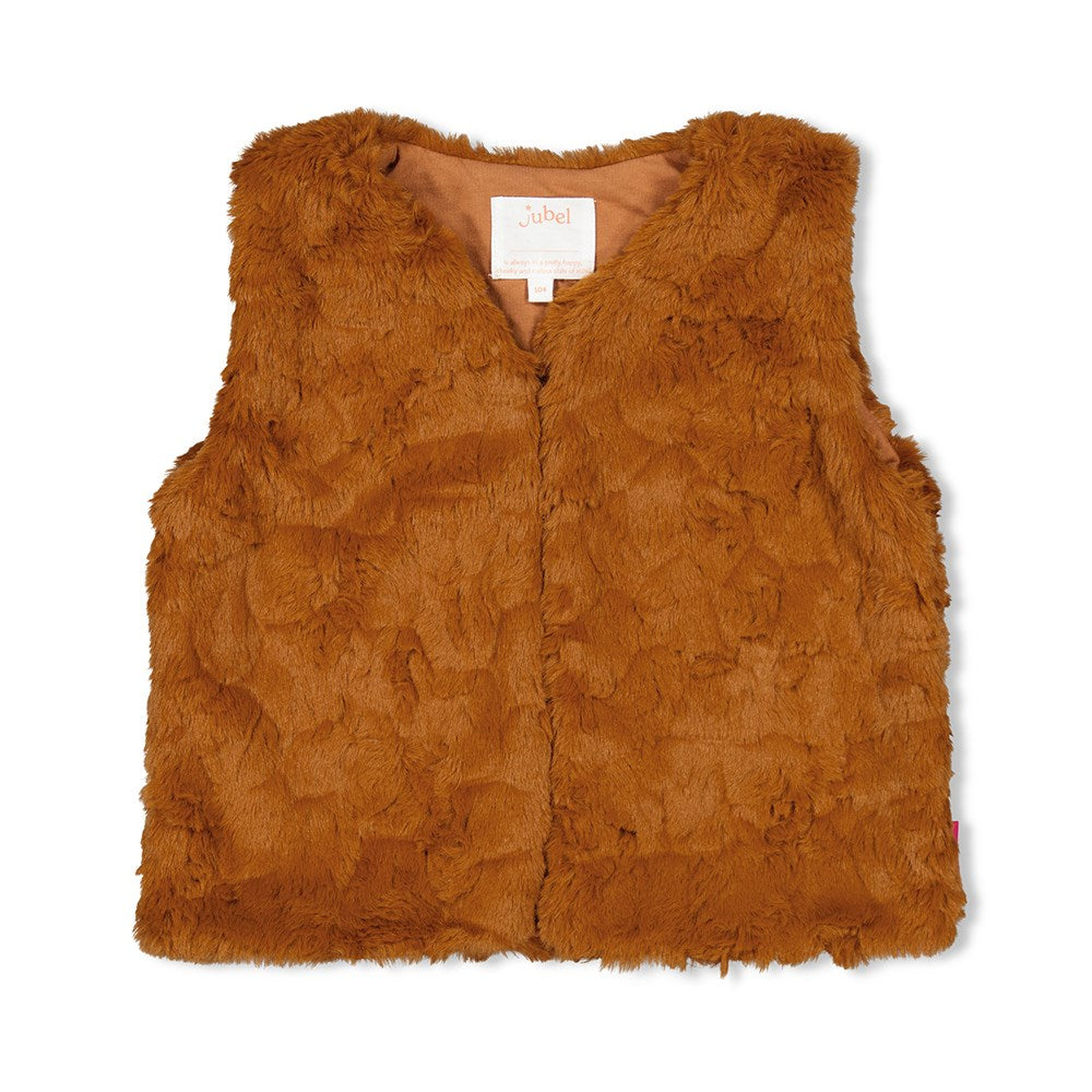 Meisjes Gilet Teddy - Forest Fancy van Jubel in de kleur Bruin in maat 128.