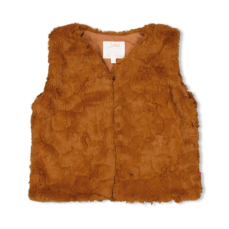 Meisjes Gilet Teddy - Forest Fancy van Jubel in de kleur Bruin in maat 128.