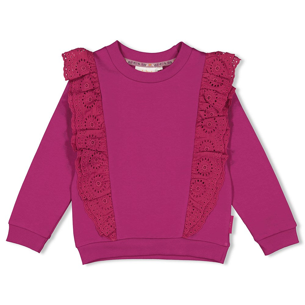 Meisjes Sweater ruches - Forest Fancy van Jubel in de kleur Cerise in maat 128.