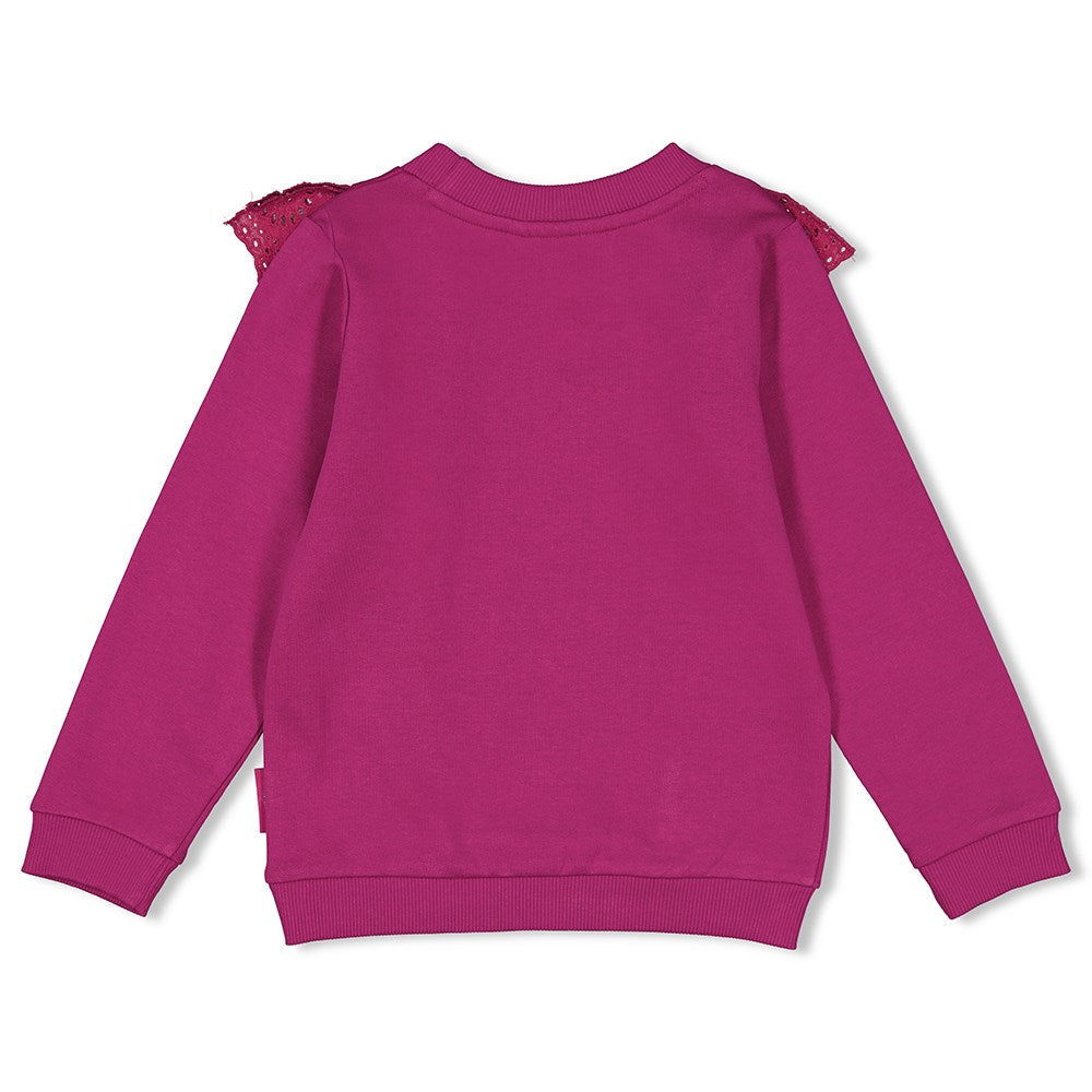 Meisjes Sweater ruches - Forest Fancy van Jubel in de kleur Cerise in maat 128.