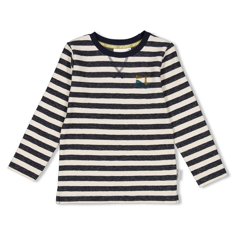 Jongens Longsleeve streep - Coastal Cool van Sturdy in de kleur Marine in maat 128.