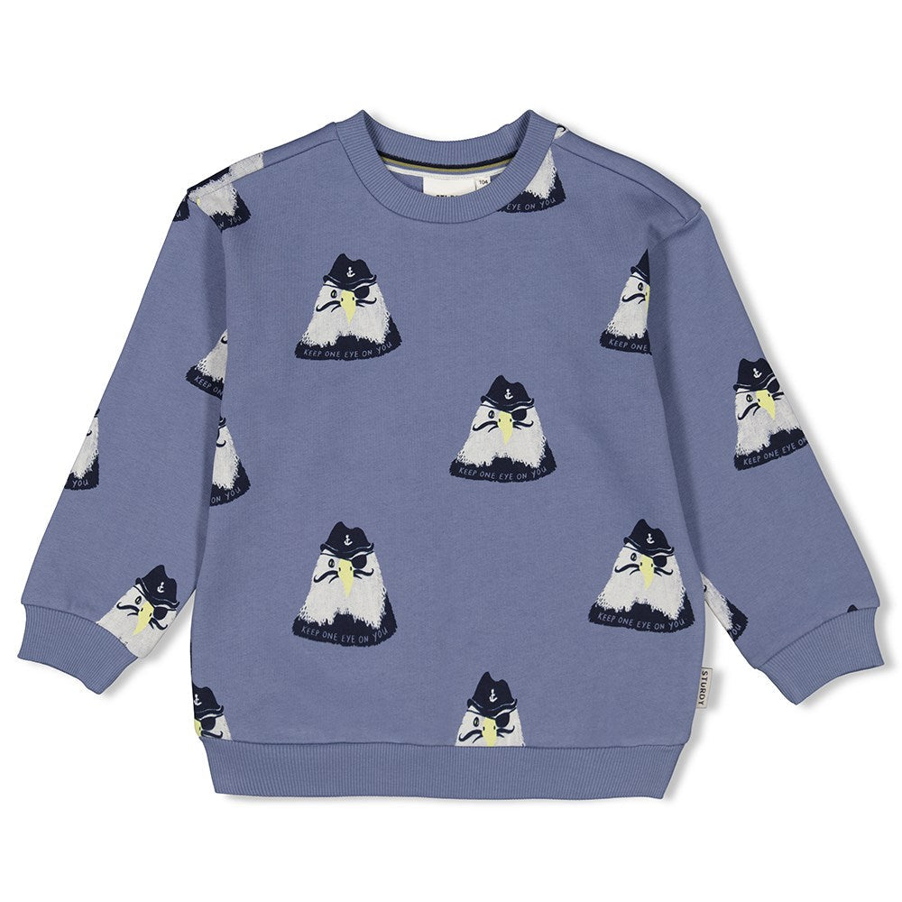 Jongens Sweater AOP - Coastal Cool van Sturdy in de kleur Blauw in maat 128.