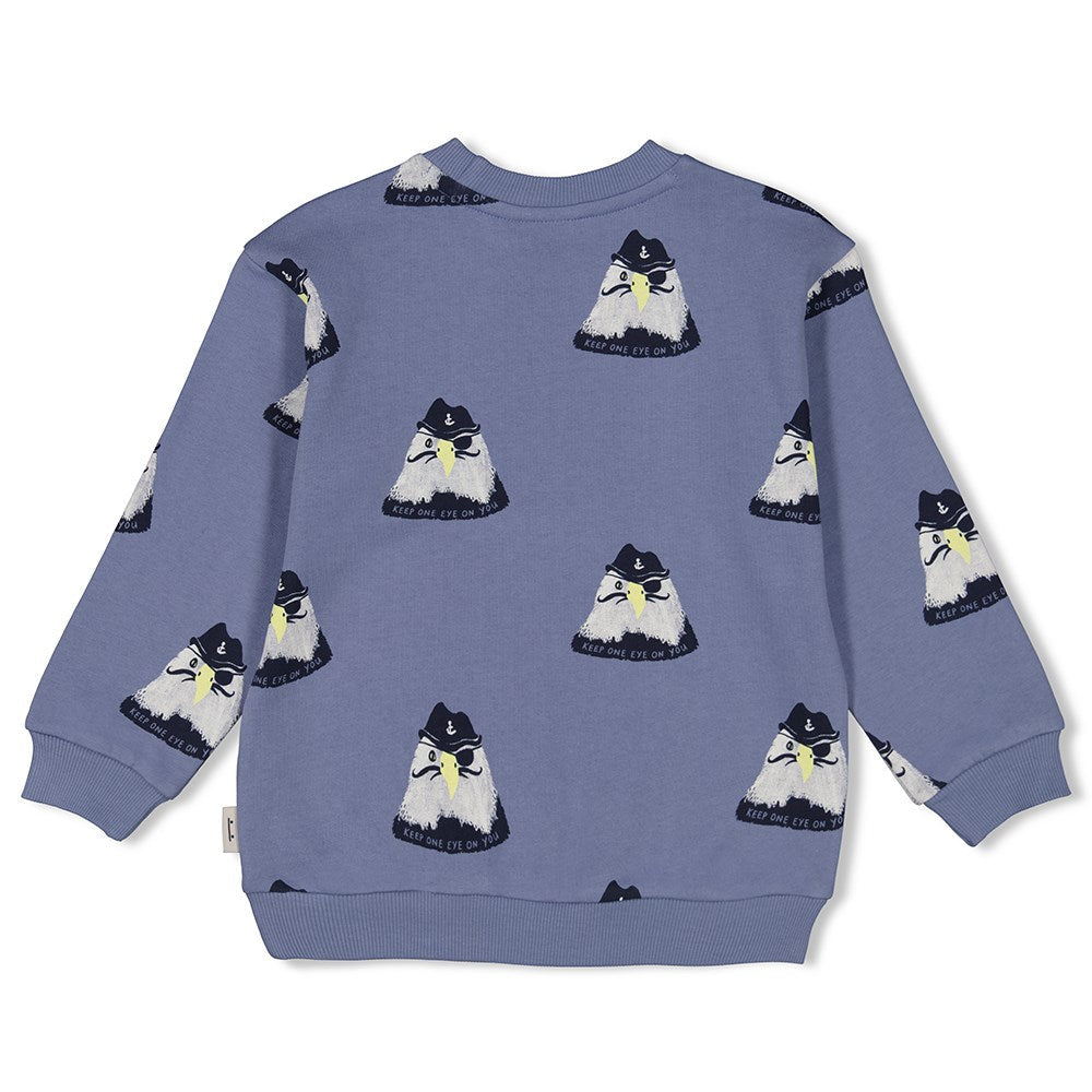 Jongens Sweater AOP - Coastal Cool van Sturdy in de kleur Blauw in maat 128.