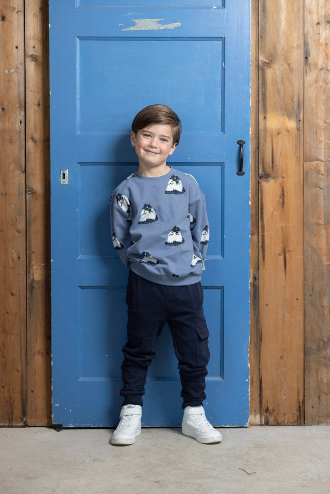 Jongens Sweater AOP - Coastal Cool van Sturdy in de kleur Blauw in maat 128.