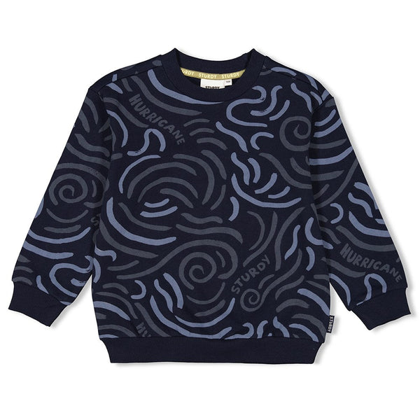 Jongens Sweater AOP - Coastal Cool van Sturdy in de kleur Marine in maat 128.