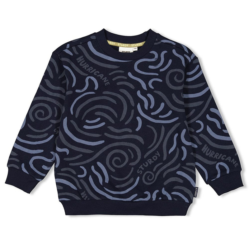 Jongens Sweater AOP - Coastal Cool van Sturdy in de kleur Marine in maat 128.