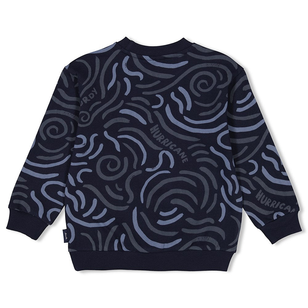 Jongens Sweater AOP - Coastal Cool van Sturdy in de kleur Marine in maat 128.