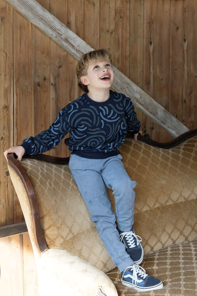 Jongens Sweater AOP - Coastal Cool van Sturdy in de kleur Marine in maat 128.