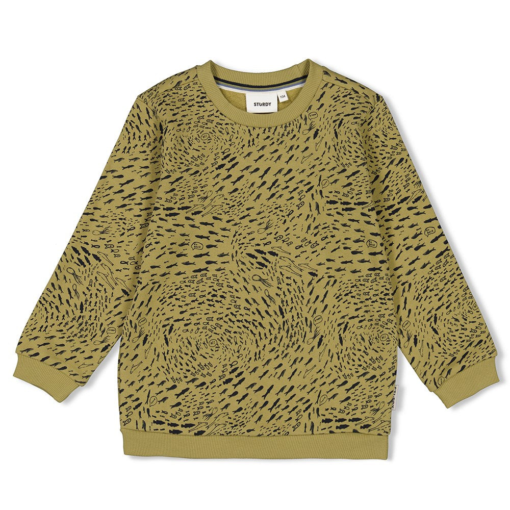 Jongens Sweater AOP - Coastal Cool van Sturdy in de kleur Groen in maat 128.