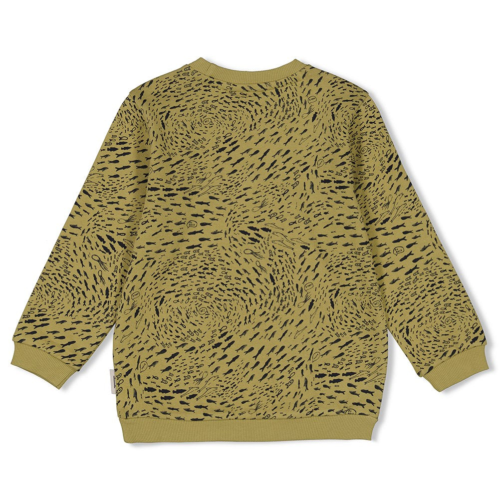 Jongens Sweater AOP - Coastal Cool van Sturdy in de kleur Groen in maat 128.