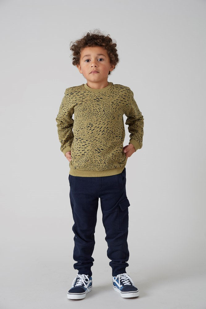 Jongens Sweater AOP - Coastal Cool van Sturdy in de kleur Groen in maat 128.