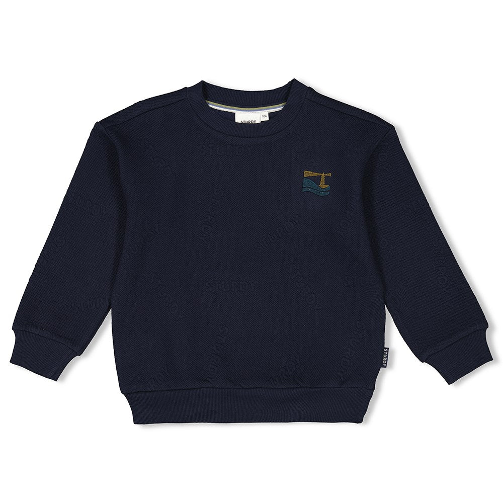 Jongens Sweater - Coastal Cool van Sturdy in de kleur Marine in maat 128.