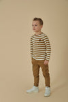 Jongens Longsleeve streep - Jump For Joy van Sturdy in de kleur Olijf in maat 128.