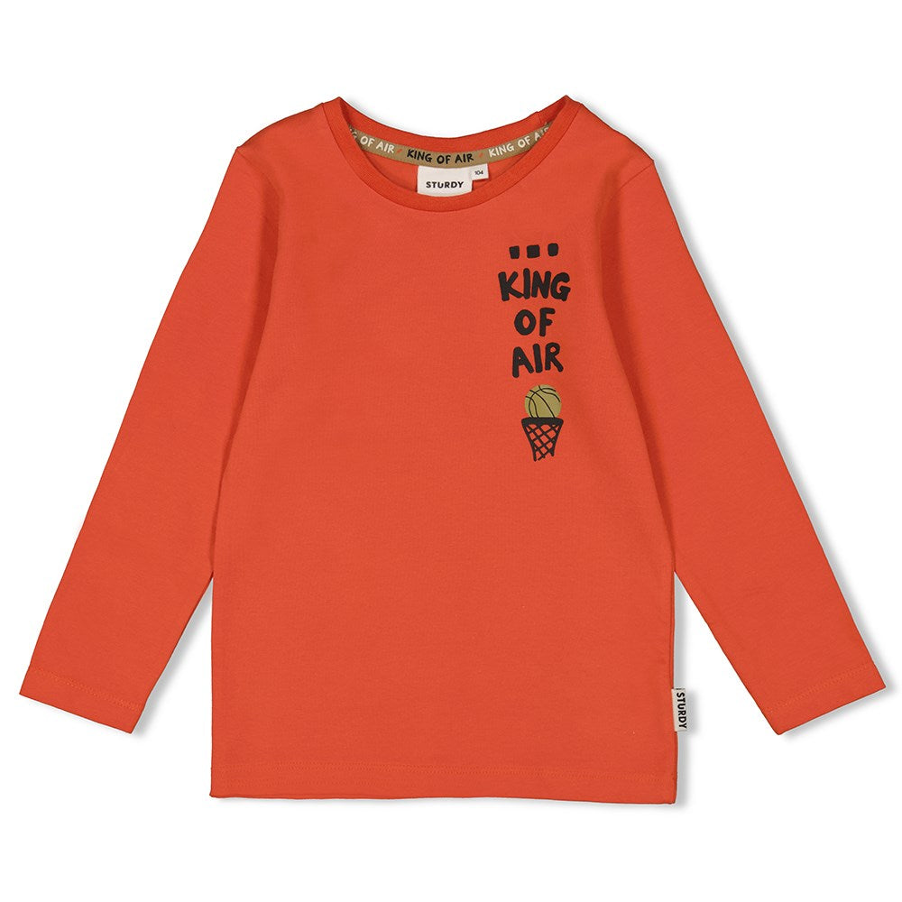 Jongens Longsleeve - Jump For Joy van Sturdy in de kleur Oranje in maat 128.