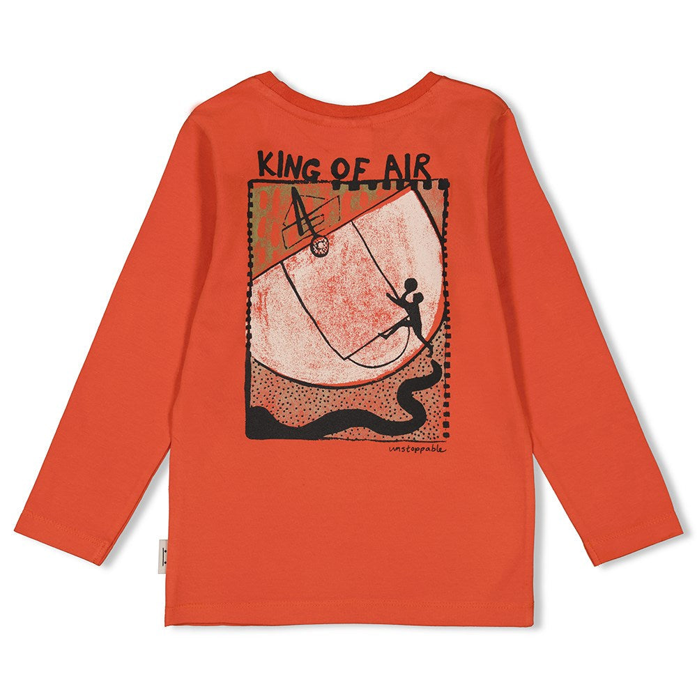 Jongens Longsleeve - Jump For Joy van Sturdy in de kleur Oranje in maat 128.