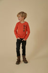 Jongens Longsleeve - Jump For Joy van Sturdy in de kleur Oranje in maat 128.