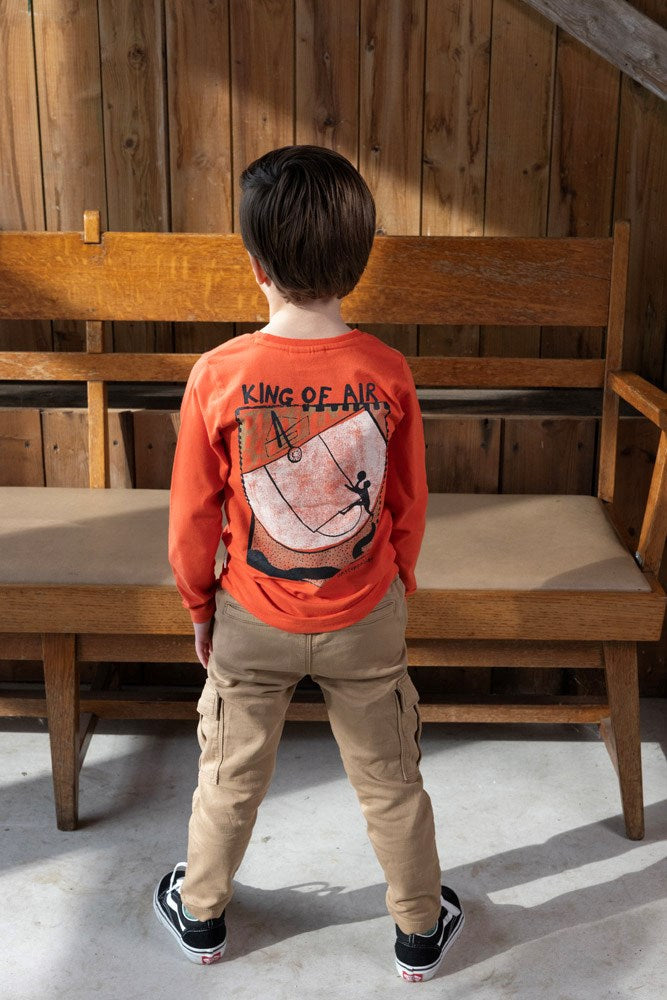 Jongens Longsleeve - Jump For Joy van Sturdy in de kleur Oranje in maat 128.