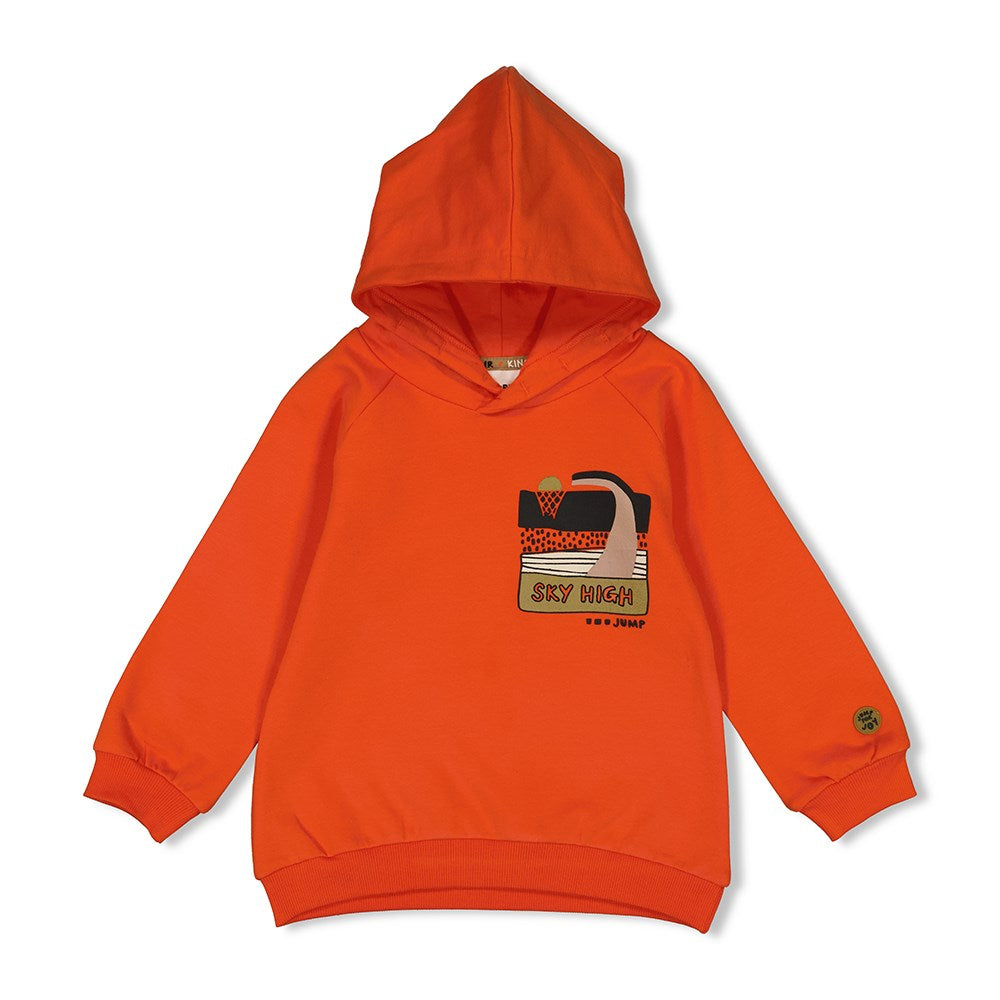 Jongens Hoody - Jump For Joy van Sturdy in de kleur Oranje in maat 128.