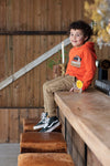 Jongens Hoody - Jump For Joy van Sturdy in de kleur Oranje in maat 128.