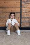 Jongens Overhemd - Jump For Joy van Sturdy in de kleur Offwhite melange in maat 128.
