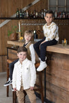 Jongens Sweatvest - Jump For Joy van Sturdy in de kleur Olijf in maat 128.