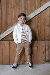 Jongens Longsleeve streep - Jump For Joy van Sturdy in de kleur Olijf in maat 128.