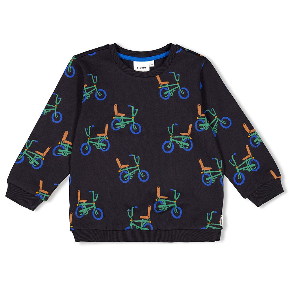 Jongens Sweater AOP - Fun Days van Sturdy in de kleur Antraciet in maat 128.