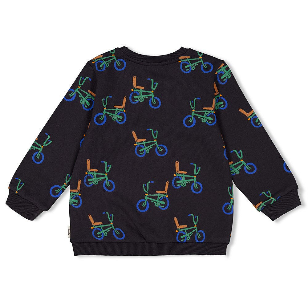 Jongens Sweater AOP - Fun Days van Sturdy in de kleur Antraciet in maat 128.