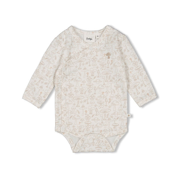 Unisexs Wikkelromper AOP - Dear Autumn van Feetje in de kleur Off White in maat 62.