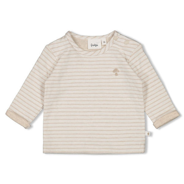Unisexs Longsleeve streep - Dear Autumn van Feetje in de kleur Off White in maat 62.