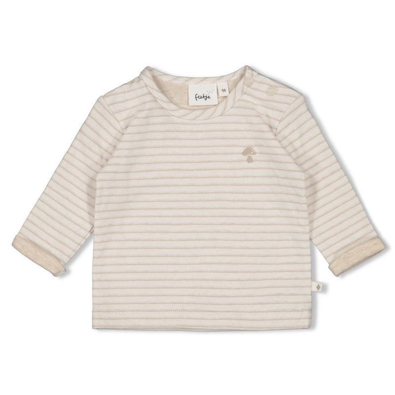 Unisexs Longsleeve streep - Dear Autumn van Feetje in de kleur Off White in maat 62.