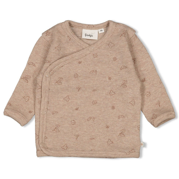 Unisexs Overslagshirt rib AOP - Fall Favorites van Feetje in de kleur Bruin in maat 62.