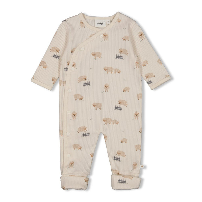 Unisexs Pak omslagvoet rib AOP - Sleepy Sheepy van Feetje in de kleur Off White in maat 62.