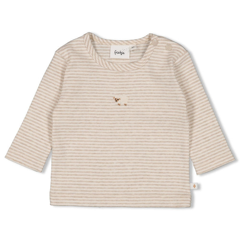 Unisexs Longsleeve rib met streep - Sleepy Sheepy van Feetje in de kleur Bruin in maat 62.