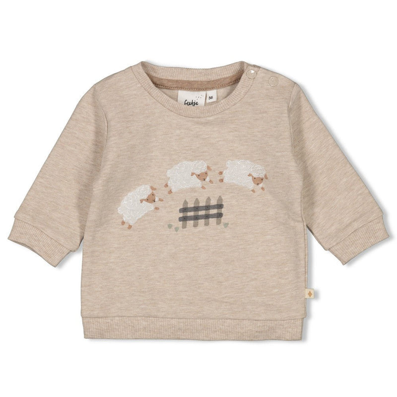 Unisexs Sweater - Sleepy Sheepy van Feetje in de kleur Bruin in maat 62.