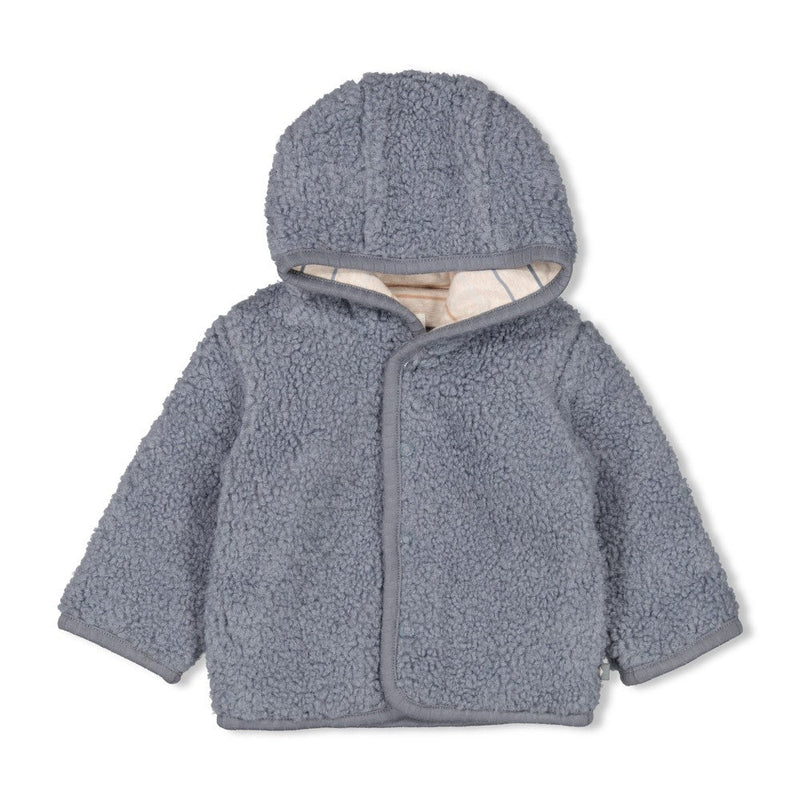 Jongens Bouclé omkeerbaar jasje met capuchon - Howdy van Feetje in de kleur Blauw in maat 62.