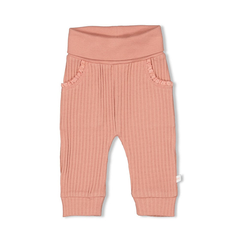 Meisjes Broek ajour rib - Morning Sun van Feetje in de kleur Roze in maat 62.