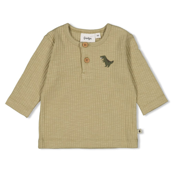 Jongens Longsleeve rib - Rawrsome van Feetje in de kleur Groen in maat 86.
