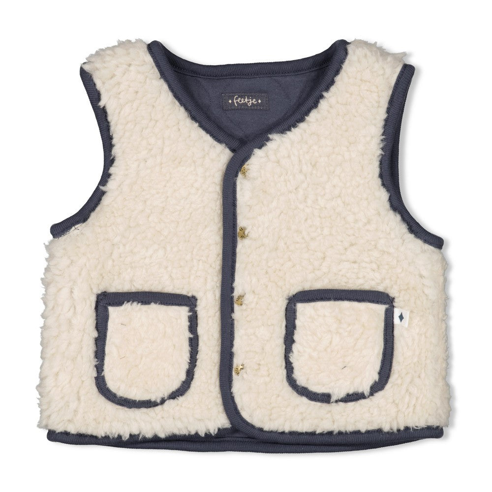 Feetje Omkeerbaar teddy gilet - Narwal