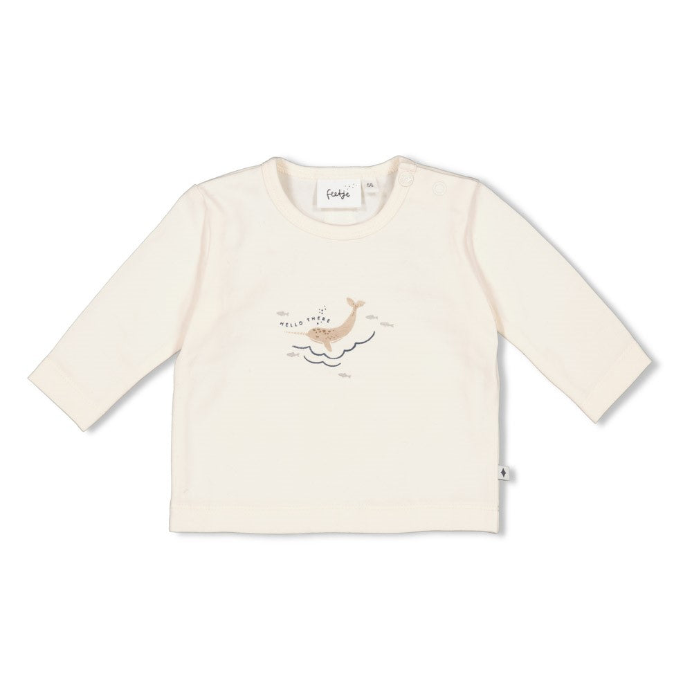 Jongens Longsleeve - Narwal van Feetje in de kleur Off White in maat 86.