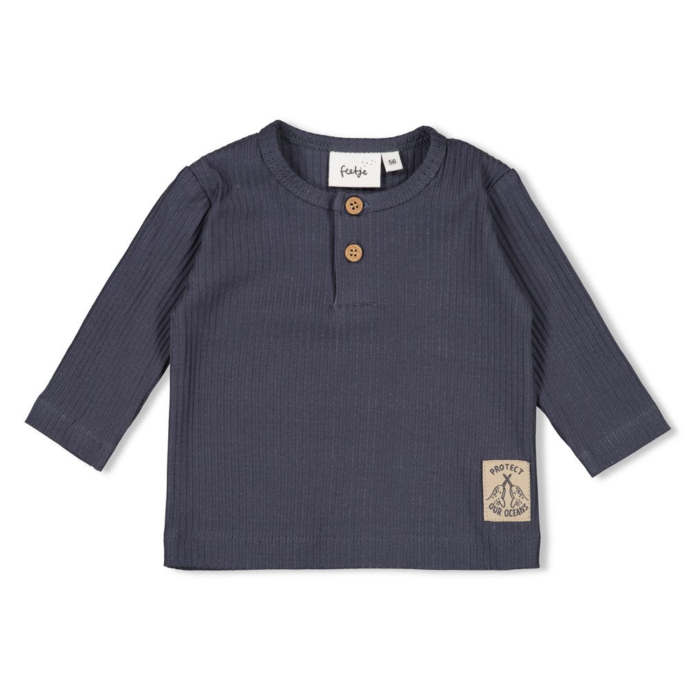 Jongens Longsleeve rib - Narwal van Feetje in de kleur Blauw in maat 86.