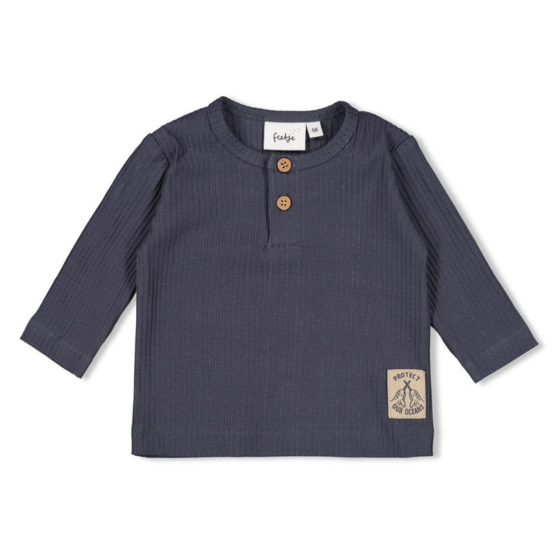 Jongens Longsleeve rib - Narwal van Feetje in de kleur Blauw in maat 86.