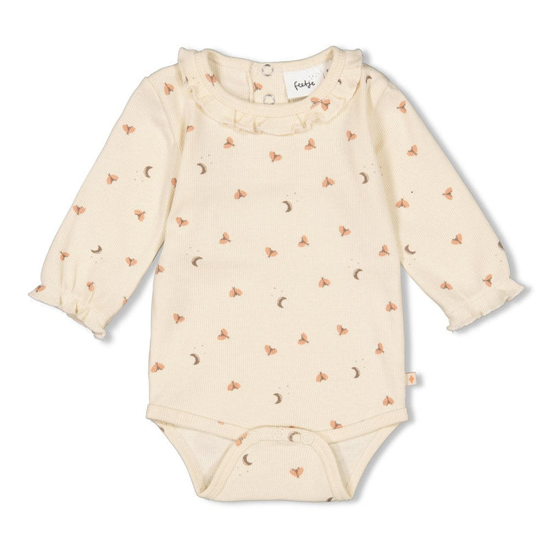 Meisjes Romper rib AOP - Dancing In The Moonlight van Feetje in de kleur Off White in maat 86.