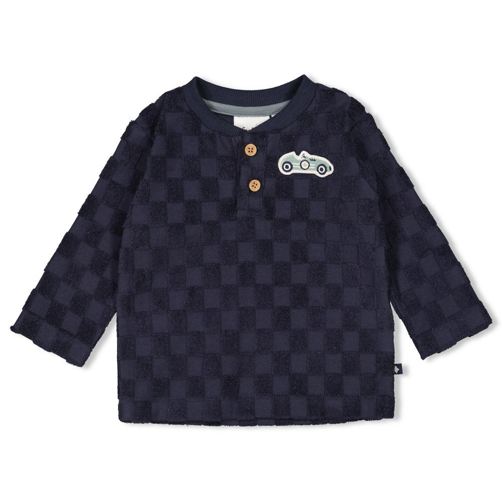 Jongens Longsleeve ruit badstof - Let's Go! van Feetje in de kleur Donkerblauw in maat 86.