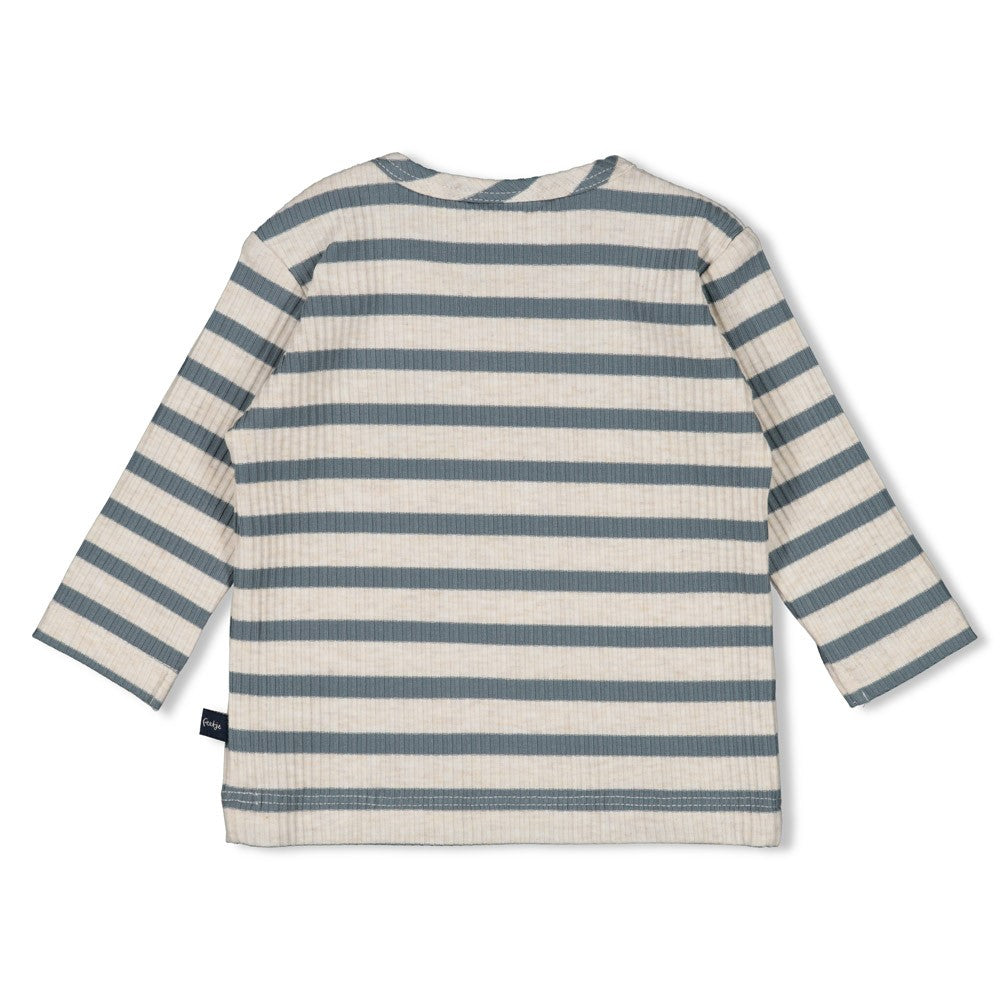 Jongens Longsleeve rib met streep -  Let's Go! van Feetje in de kleur Blauw in maat 86.