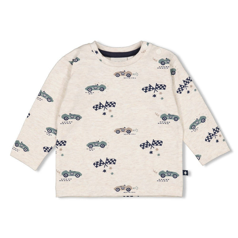 Jongens Longsleeve AOP - Let's Go! van Feetje in de kleur Off White in maat 86.