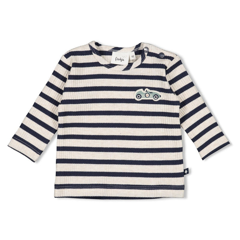Jongens Longsleeve rib met streep -  Let's Go! van Feetje in de kleur Donkerblauw in maat 86.